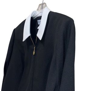 Vintage 80s Black Zip Front Blazer~Womens Petites~Gemini II